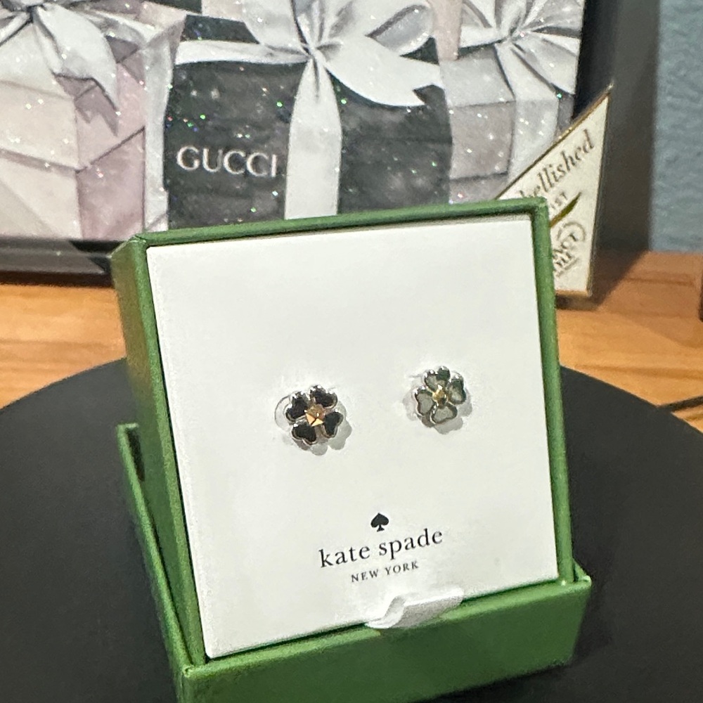 Kate Spade “Spades and Studs” Silver Tone Earrings
